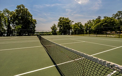 Delaire Landing Apartments tennis court and outdoor activity space